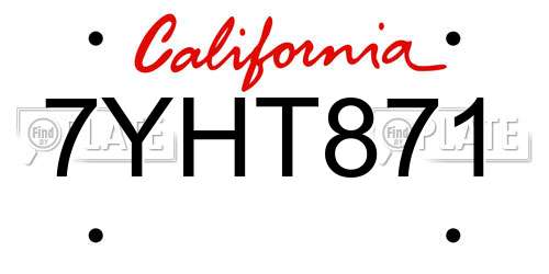 7YHT871 California License Plate