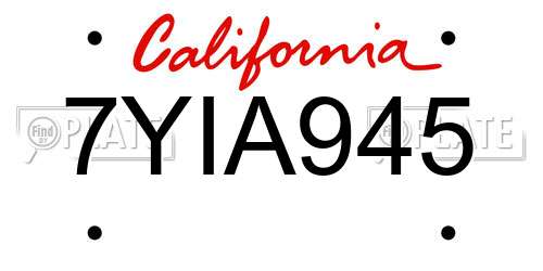 7YIA945 California License Plate