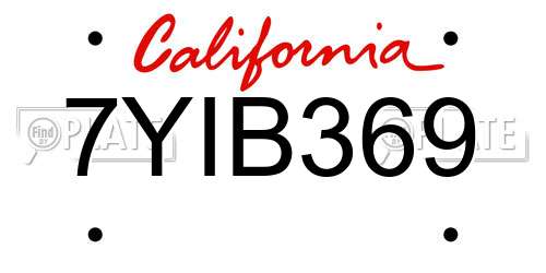 7YIB369 California License Plate
