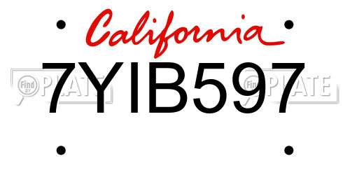7YIB597 California License Plate