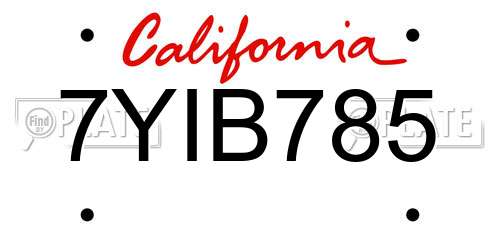 7YIB785 California License Plate