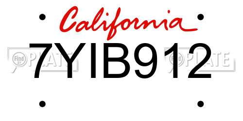 7YIB912 California License Plate