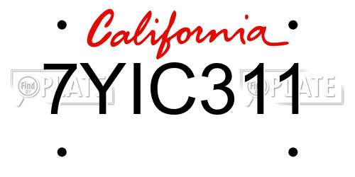 7YIC311 California License Plate