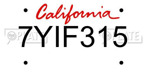 7YIF315 California License Plate