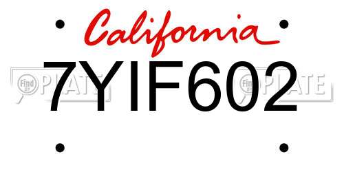 7YIF602 California License Plate