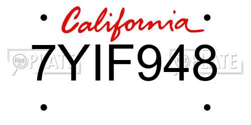 7YIF948 California License Plate