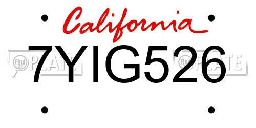 7YIG526 California License Plate