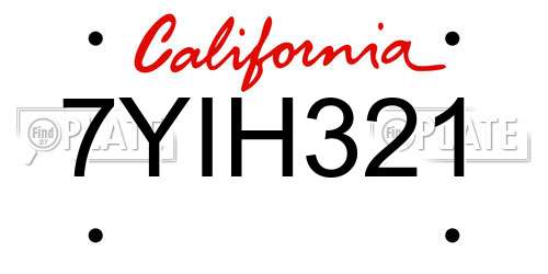 7YIH321 California License Plate