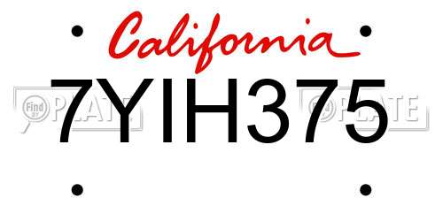 7YIH375 California License Plate