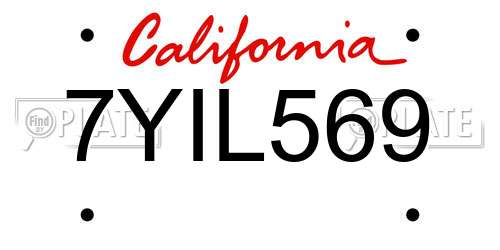 7YIL569 California License Plate