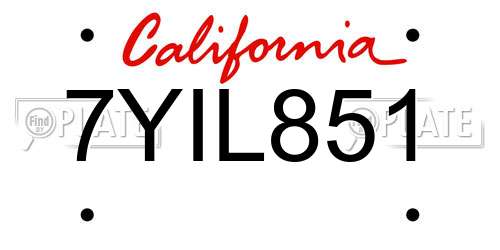 7YIL851 California License Plate