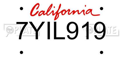 7YIL919 California License Plate