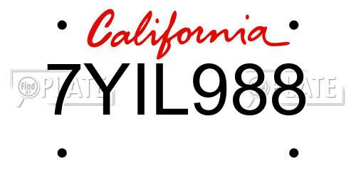 7YIL988 California License Plate