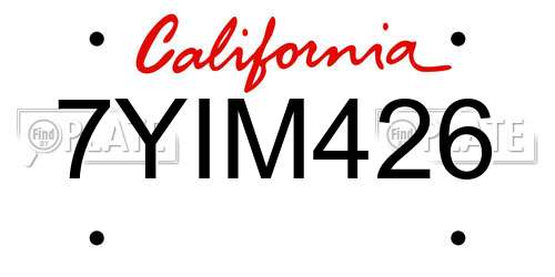 7YIM426 California License Plate