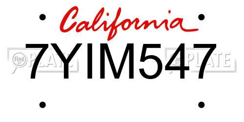 7YIM547 California License Plate