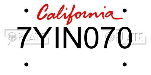 7YIN070 California License Plate