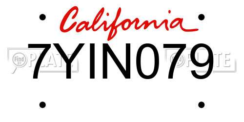 7YIN079 California License Plate