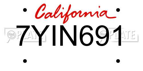 7YIN691 California License Plate