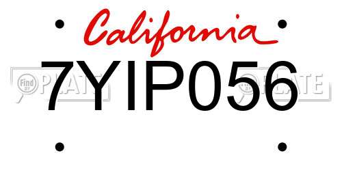 7YIP056 California License Plate