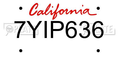 7YIP636 California License Plate