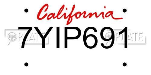7YIP691 California License Plate