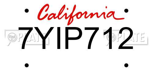 7YIP712 California License Plate