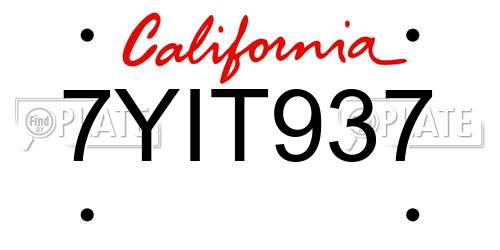 7YIT937 California License Plate