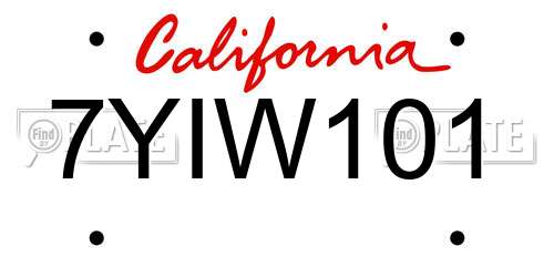 7YIW101 California License Plate
