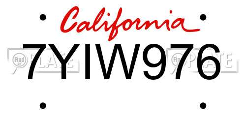 7YIW976 California License Plate