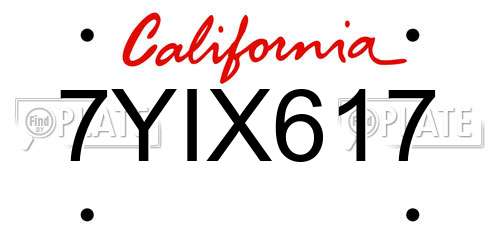 7YIX617 California License Plate
