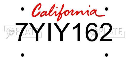 7YIY162 California License Plate