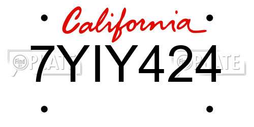 7YIY424 California License Plate
