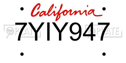 7YIY947 California License Plate