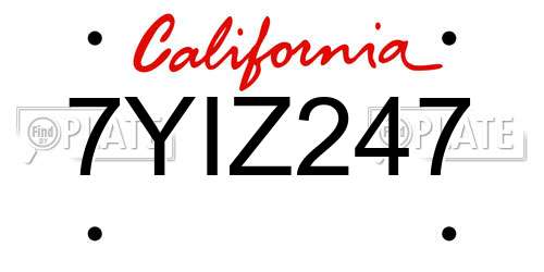7YIZ247 California License Plate