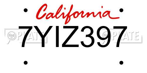 7YIZ397 California License Plate