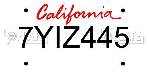 7YIZ445 California License Plate