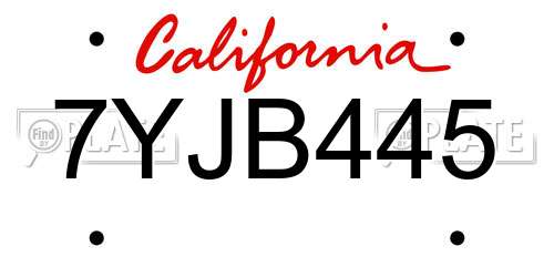 7YJB445 California License Plate