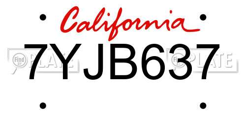 7YJB637 California License Plate