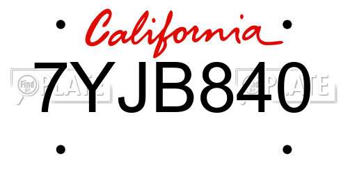 7YJB840 California License Plate