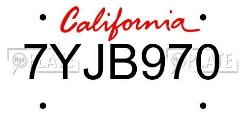 7YJB970 California License Plate