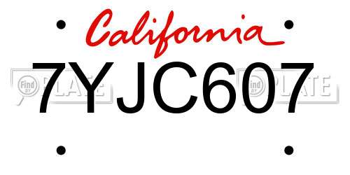7YJC607 California License Plate