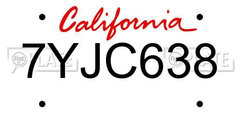 7YJC638 California License Plate