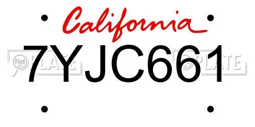 7YJC661 California License Plate