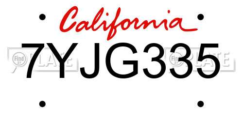 7YJG335 California License Plate
