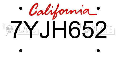 7YJH652 California License Plate
