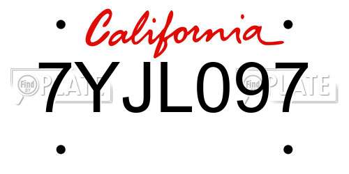7YJL097 California License Plate