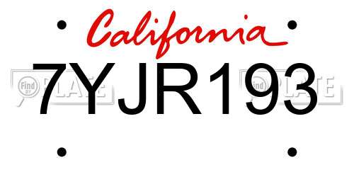 7YJR193 California License Plate