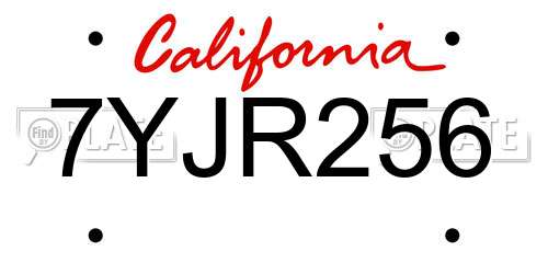 7YJR256 California License Plate
