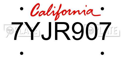 7YJR907 California License Plate