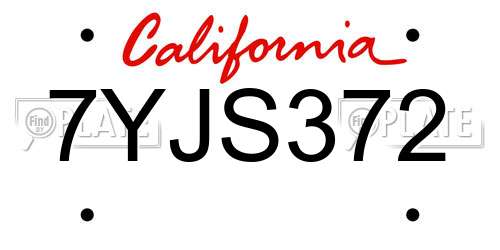7YJS372 California License Plate